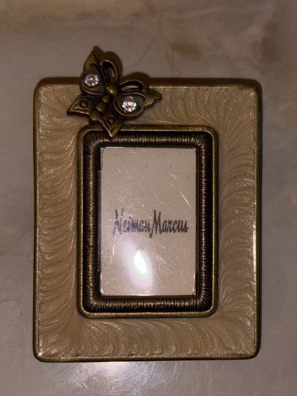 Jay Strongwater Neiman Marcus Gold and Cream Butterfly Mini Photo Frame